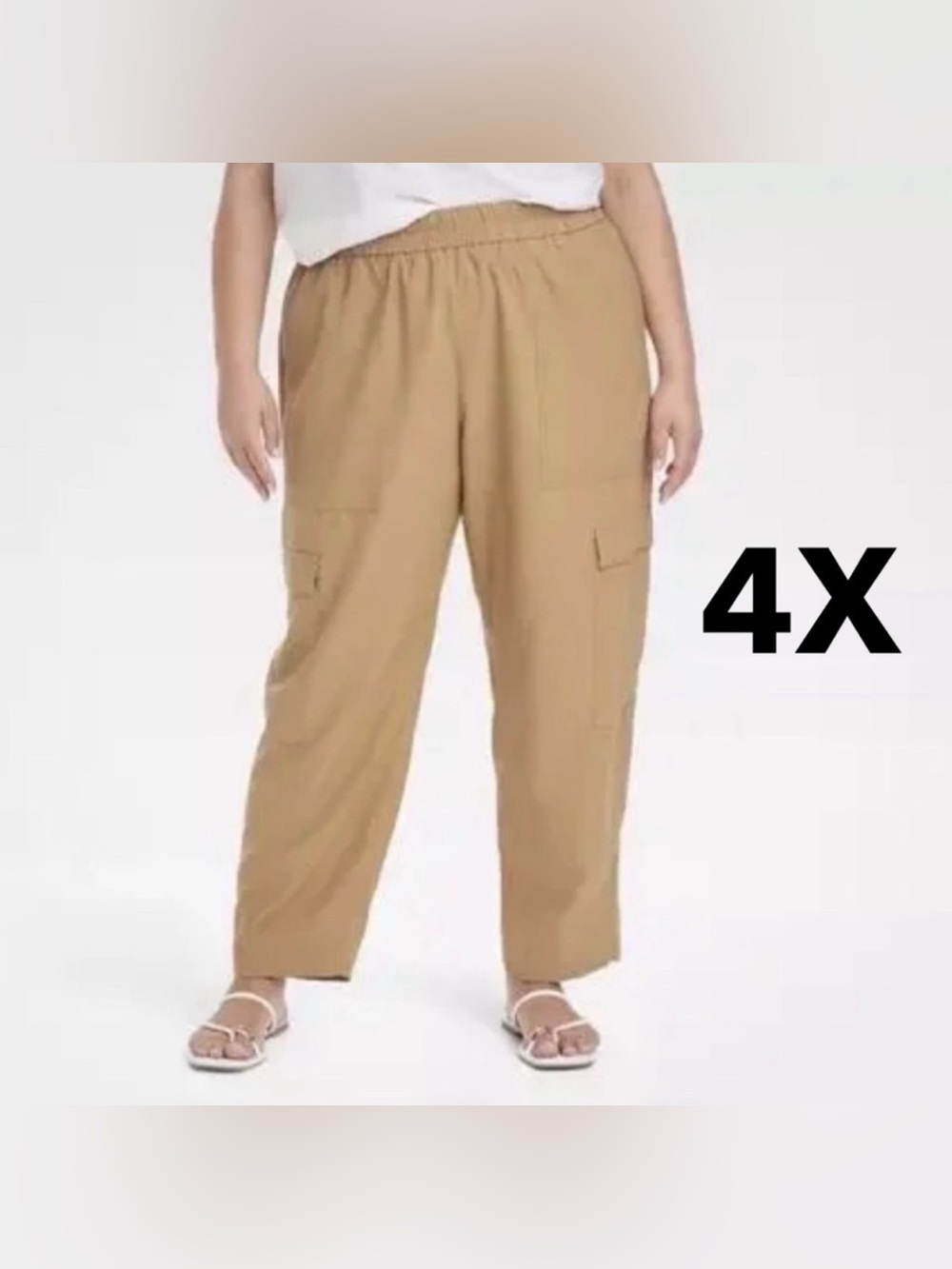 Target Khaki Cargo high-rise ankle elastic waist pockets Pants a New Day